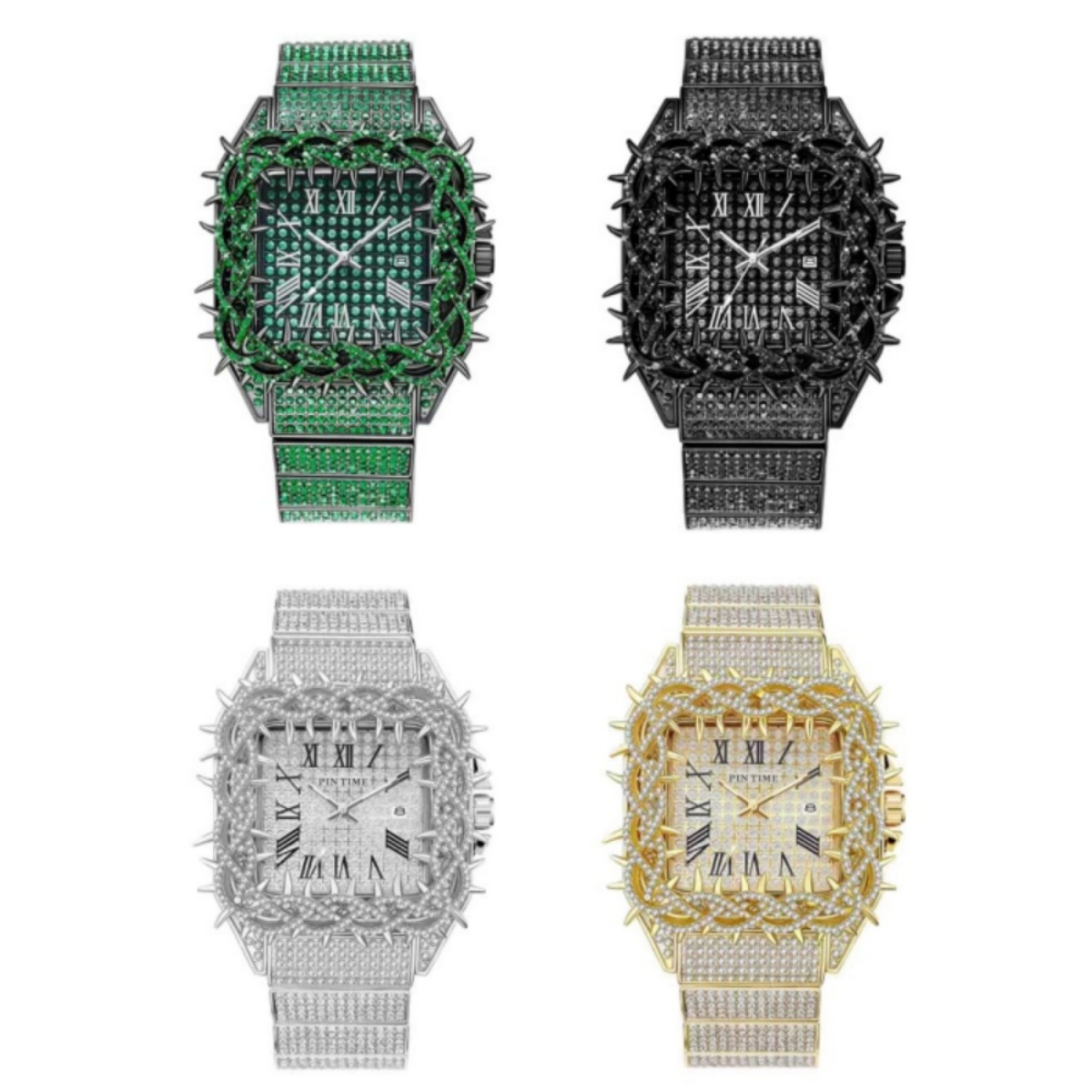 Luxury Watch Iceberg - 아이스 아웃 스퀘어 남성용 쿼츠 시계,