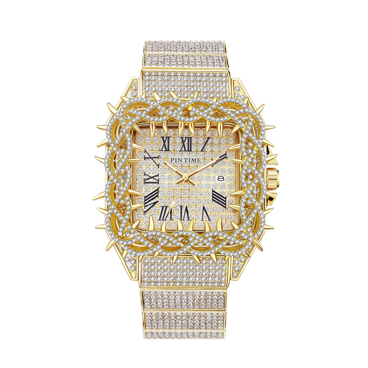 아이스 아웃 스퀘어 남성용 쿼츠 시계, 토른 베젤 풀  - Luxury Watch Iceberg 리뷰 및 가격